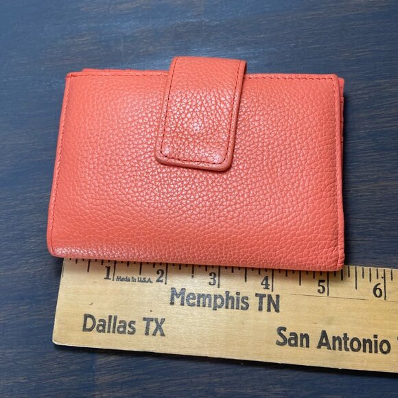 Coral Genuine Leather Wallet Organizer w/ Coin Clasp - Picture 1 of 9
